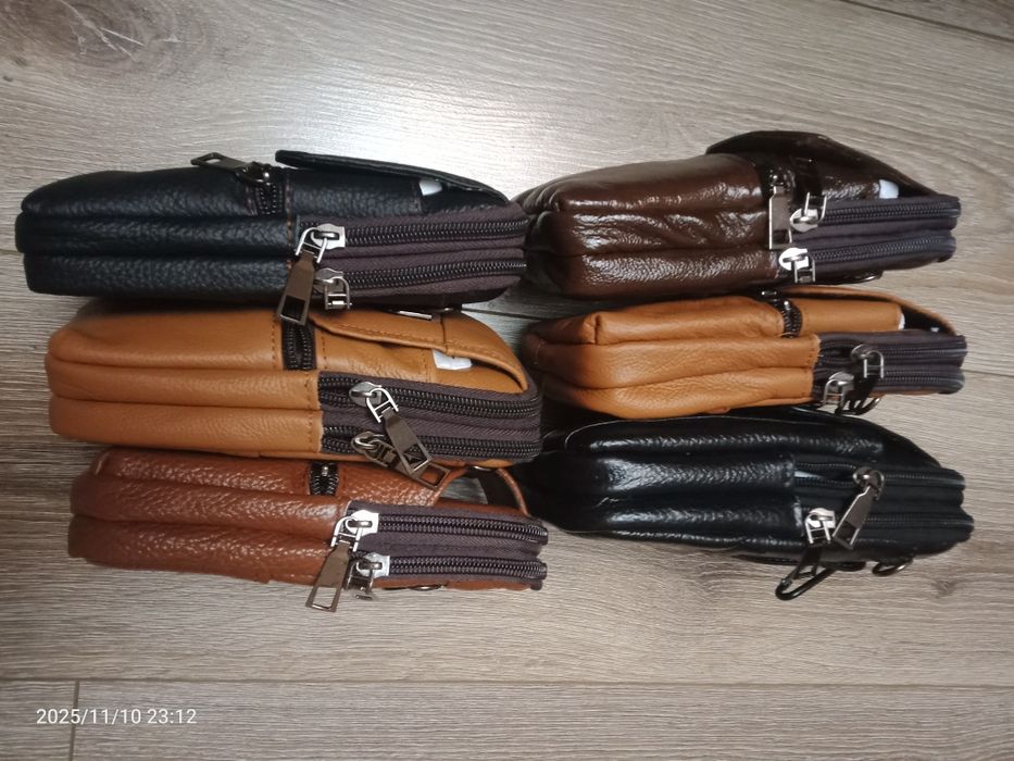 Кожаная сумочка на пояс или через плечо