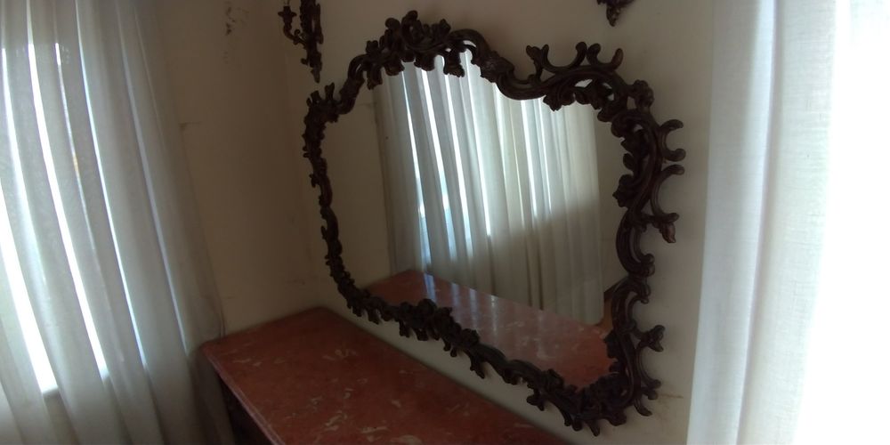 Espelho antigo armação em alumínio fundido