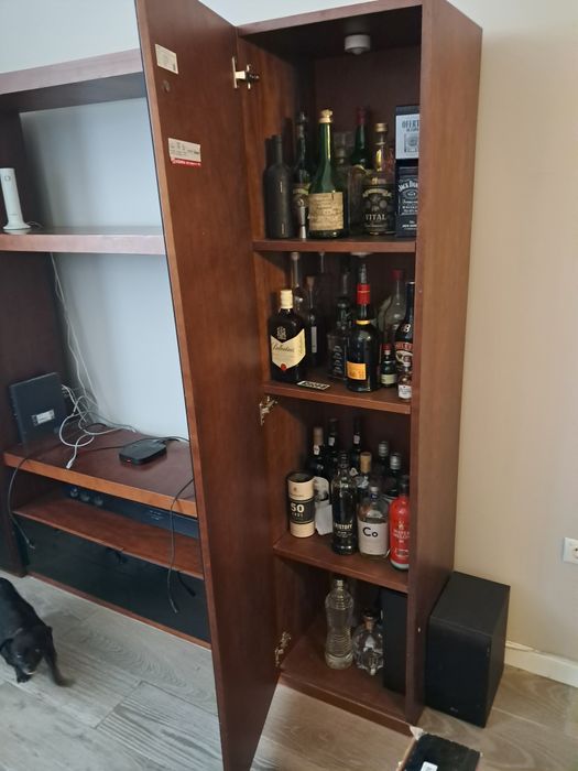 Movel de sala de estar + Mesa de centro em cerejeira e vidro black