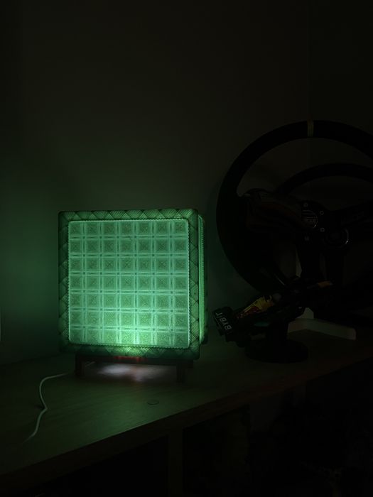 Lampka Nocna Luksfer 3D | Retro Pustak Szklany | Green Ambient | Mid-Century Design