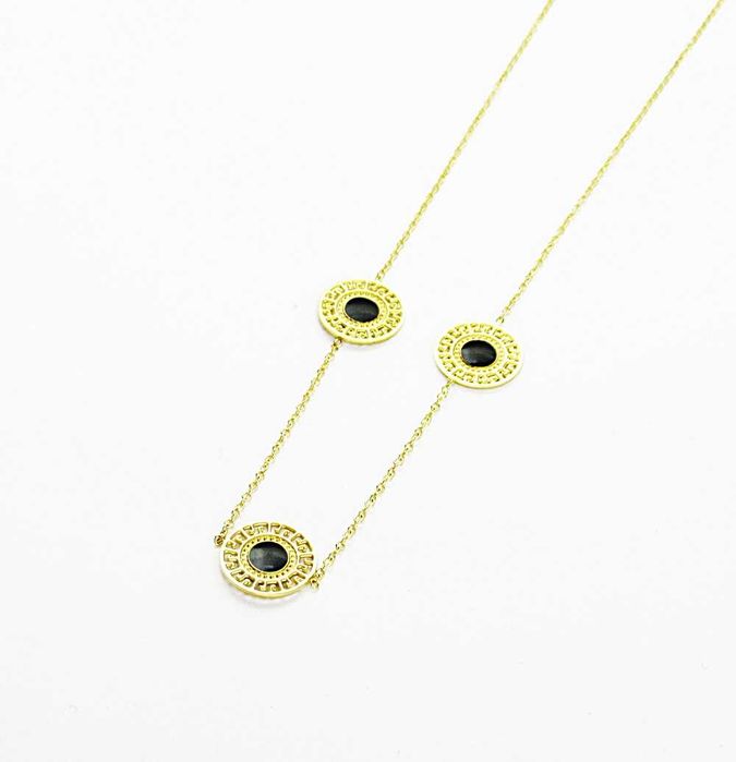 Naszyjnik oczka czarne stal chirurgiczna złoty grecka droga styl C41