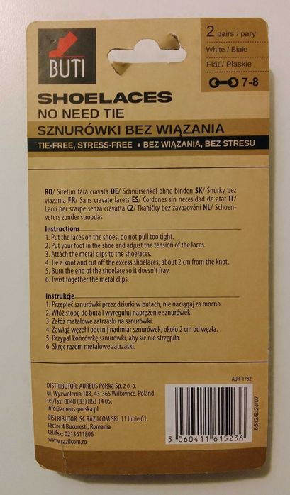 Sznurówki bez wiązania białe 100 cm