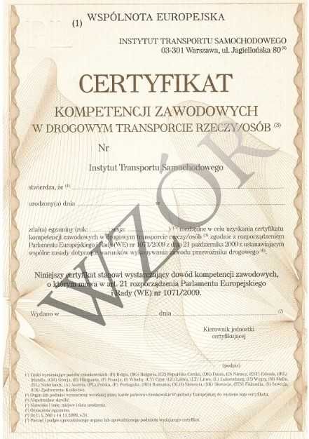 Użyczę Certyfikat Kompetencji Zawodowych w Transporcie Rzeczy