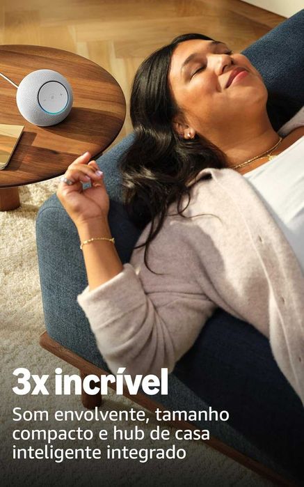 Amazon Alexa com som ambiente - Echo Dot Max (Branco, Preto e Roxo)