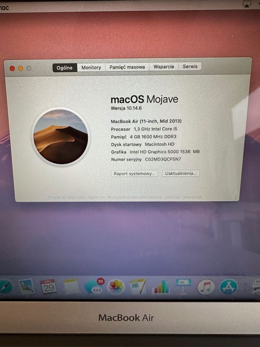 MacBook Air 11 cali MacOs laptop z pudełkiem i gratisami