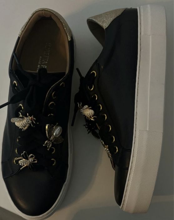 Czarne skórzane tenisówki Loretta Pettinari