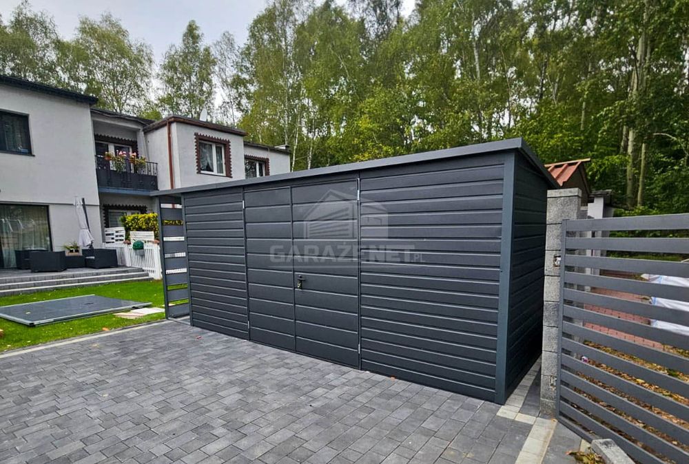 Schowek Domek Ogrodowy 5X2M Antracyt Grafit Dach Spad W Tył Ts829