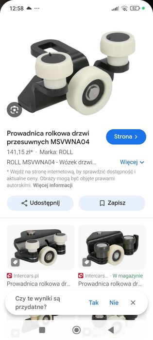 Prowadnica rolka drzwi nowa