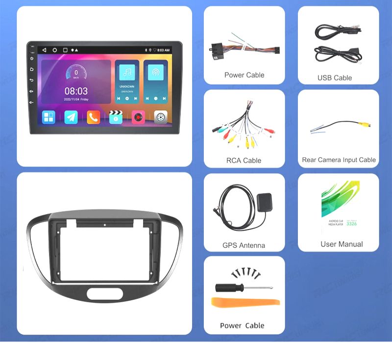 RÁDIO GPS ANDROID 13 HYUNDAI I10 11-13