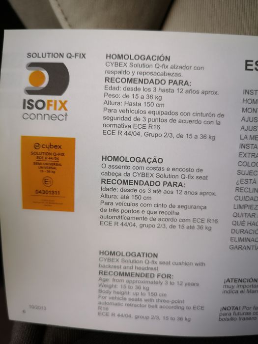 Cadeira auto Cybex Q-fix grupo 2/3