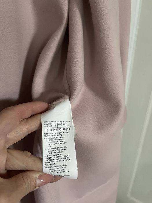 MAX MARA piękny płaszcz szlafrokowy z kapturem; wełna i kaszmir