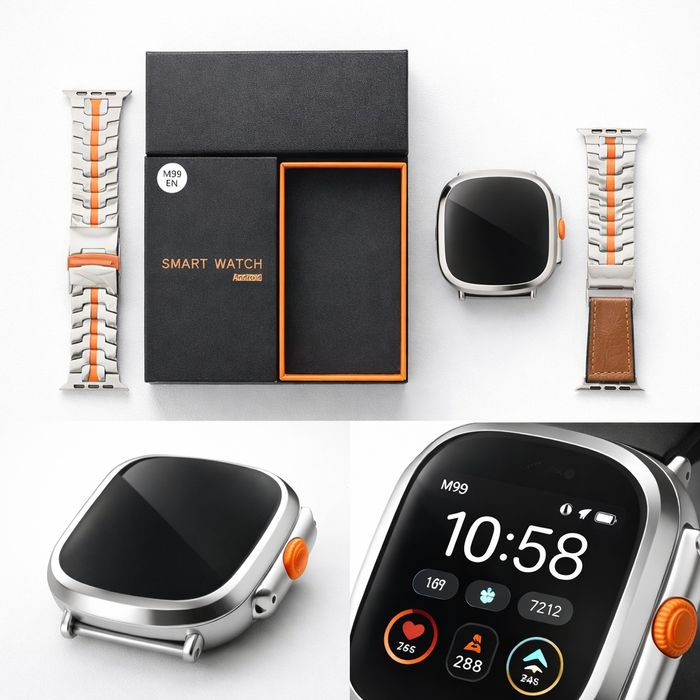 Смарт часы M99 + 4 ремешка / Apple Watch стиль / новые