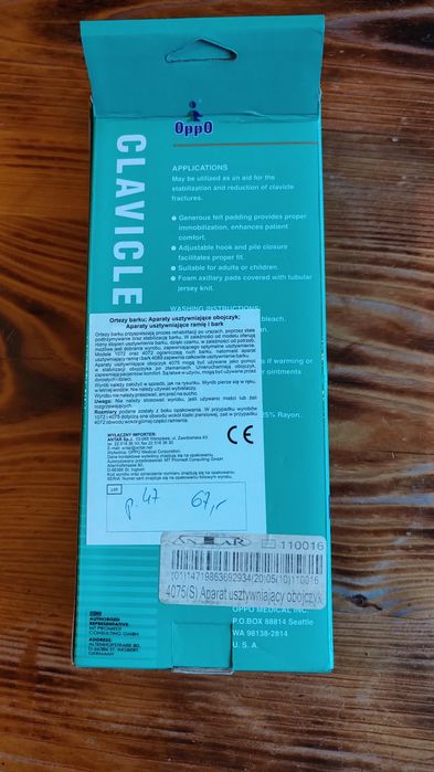 Aparat usztywniający obojczyk ramię i bark