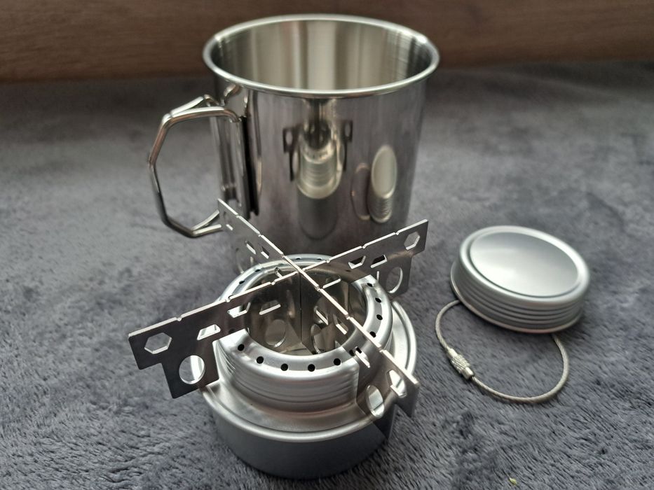 Kuchenka Alkoholowa + Stokak + Kubek turystyczny 550ml NOWE