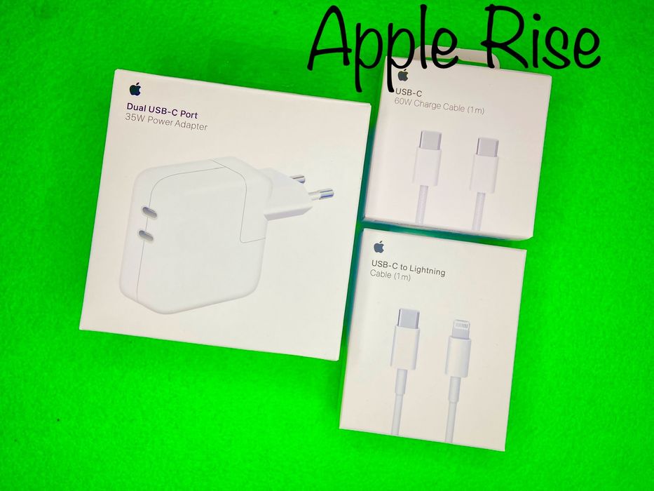 ОРИГИНАЛ Быстрая зарядка на Айфон на 2 Выхода + 2 Кабеля Iphone 16 Pro