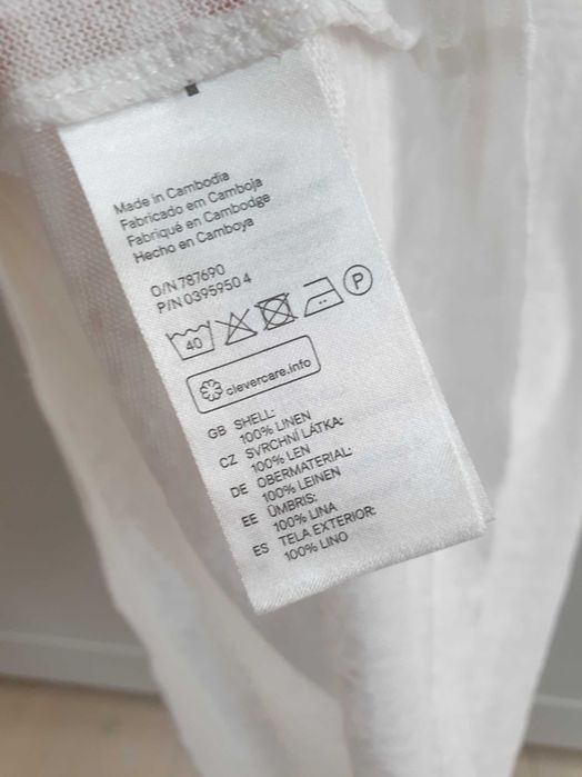 Biała koszulka t-shirt lniany 100% len H&M 38