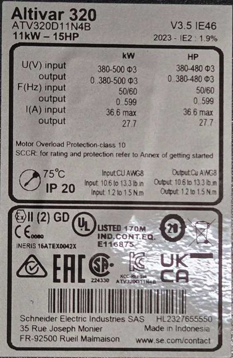 Falownik Schneider Altivar ATV320D11N4B 11kW 380-500V NOWY