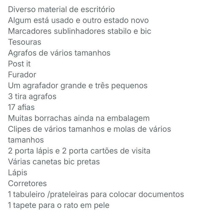 Material de escritório diverso em ótimo estado e algum novo