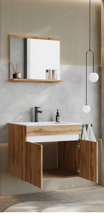 Szafka łazienkowa60X45cm z umywalką ceramiczną i lustrem ZESTAW NOWY