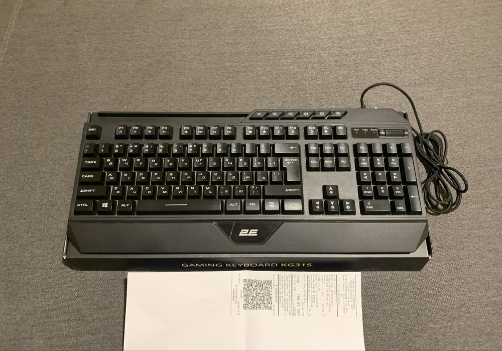 Ігрова клавіатура 2E KG315 RGB USB Black
