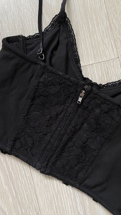 Чорний мереживний топ H&M 36 розмір