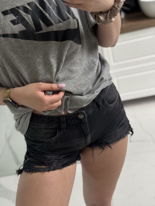 Damskie shorty krótkie spodenki jeansowe czarne
