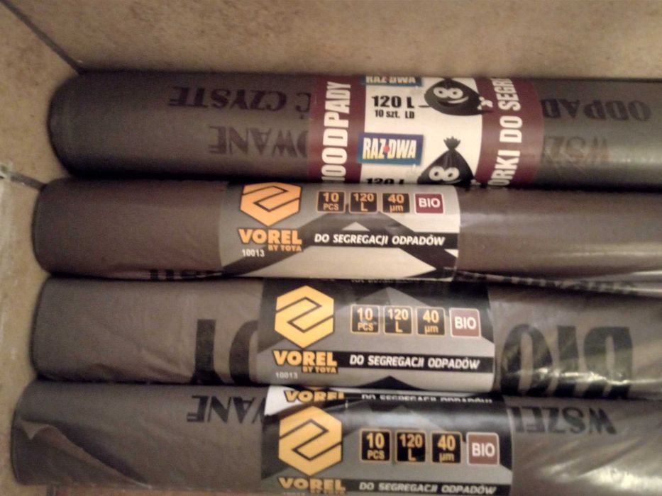 Worki na bioodpady 120l brązowe, grube, 8 rolek