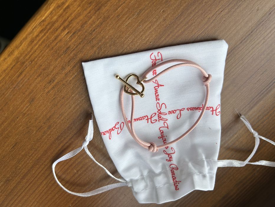 Bransoletka na sznurku Lilou pudrowy róż pozłacana