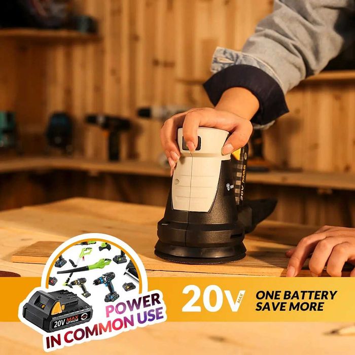 D49-Deko lixadeira orbital 20v, 15 cartucho híbrido, Duas baterias