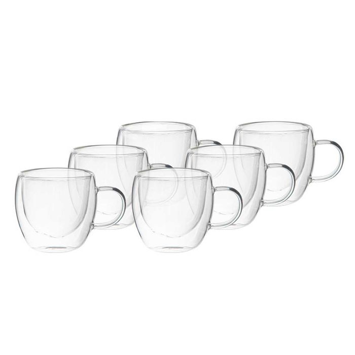 Set of 4 Double-Walled Glass Thermal Coffee Cups, 90 ml, Handle-Free64552389880451121