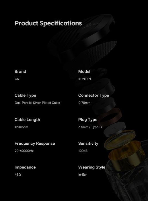KZ GK Kunten Słuchawki IEM