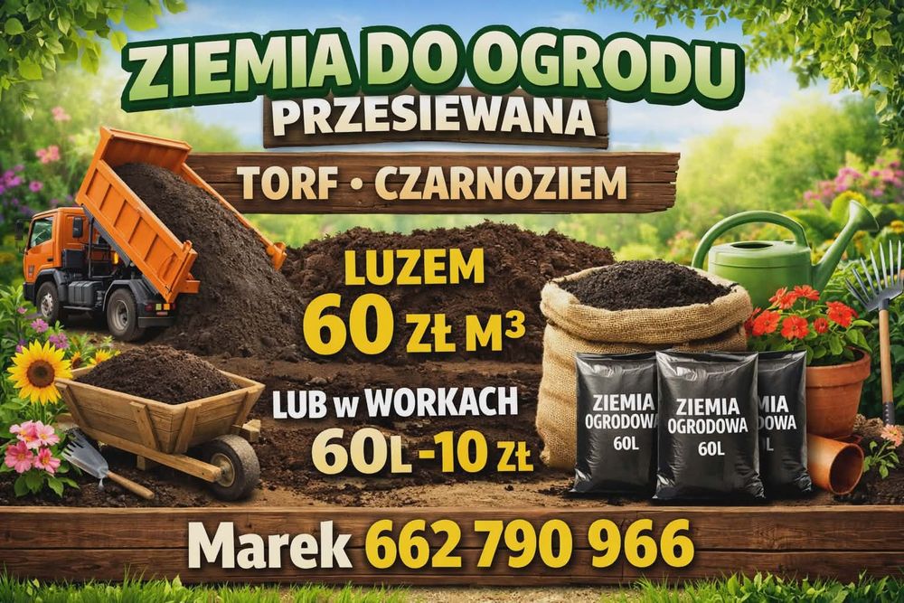 Ziemia do ogrodu przesiewania torf czarnoziem