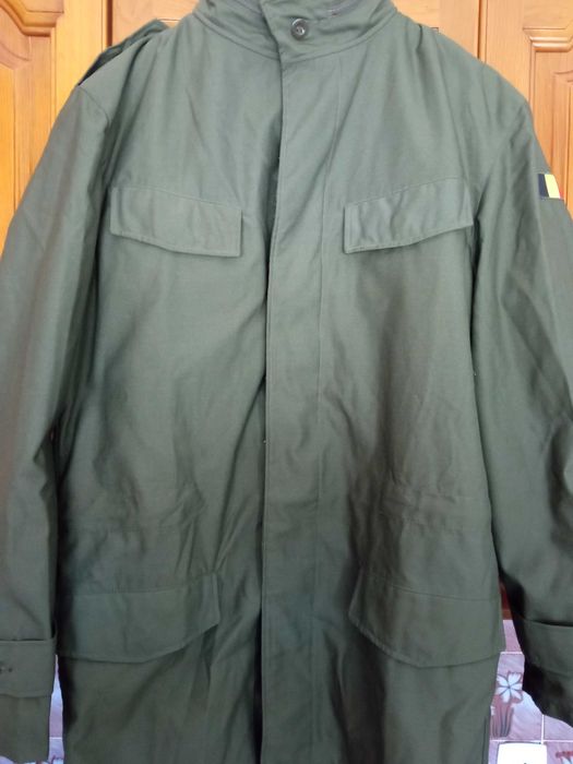 Parka militar vintage com capuz M88 Exército Belga casaco sobretudo