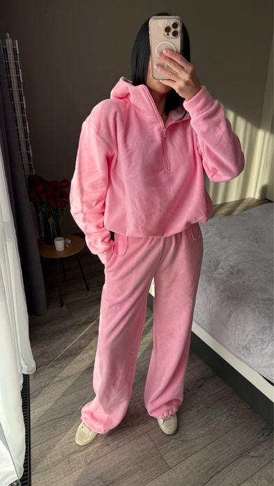 Женский зимний костюм ФЛИСОВЫЙ 42-46 коричневый свободный прямые штаны