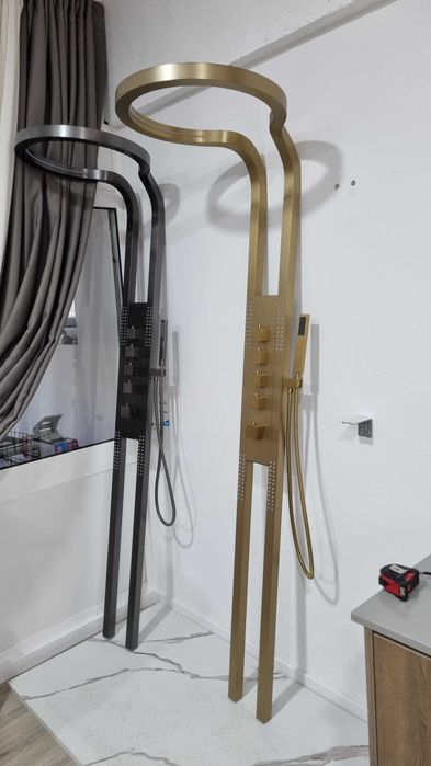 Coluna Duche Circular com Jatos  LUXURY Metal Gun/ Gold