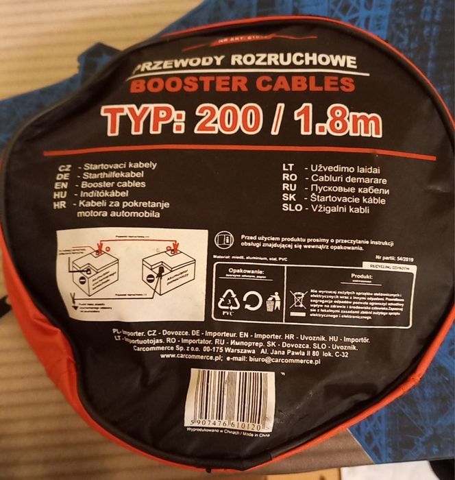 Kable Przewody Rozruchowe 200A 1,8m