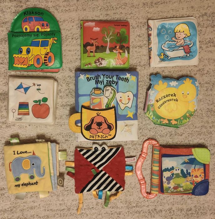 Zestaw zabawki książeczki dla niemowląt piszczące 9 sztuk