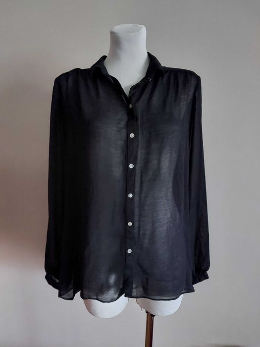 Ff koszula bluzka czarna mgielka tyl dluzszy l xl