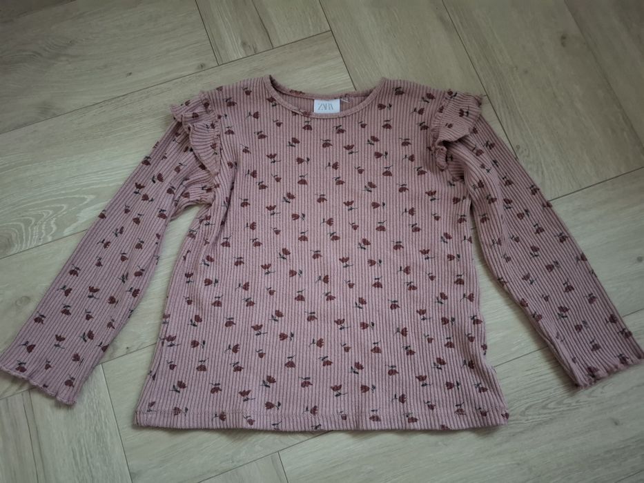 Zara 110 bluzka z dzianiny różowa w kwiaty boho