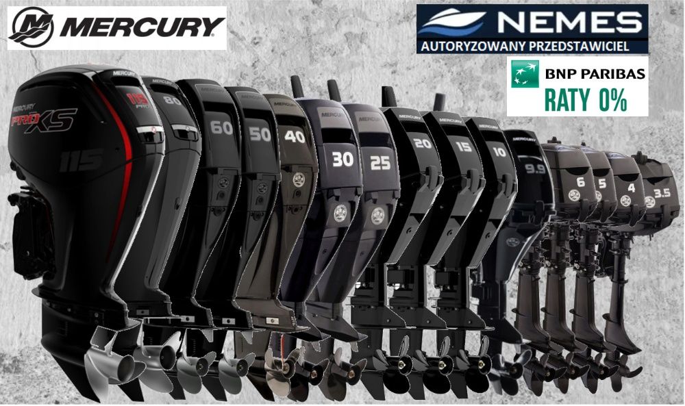 Silnik zaburtowy MERCURY  NOWY, wszystkie model, DILER