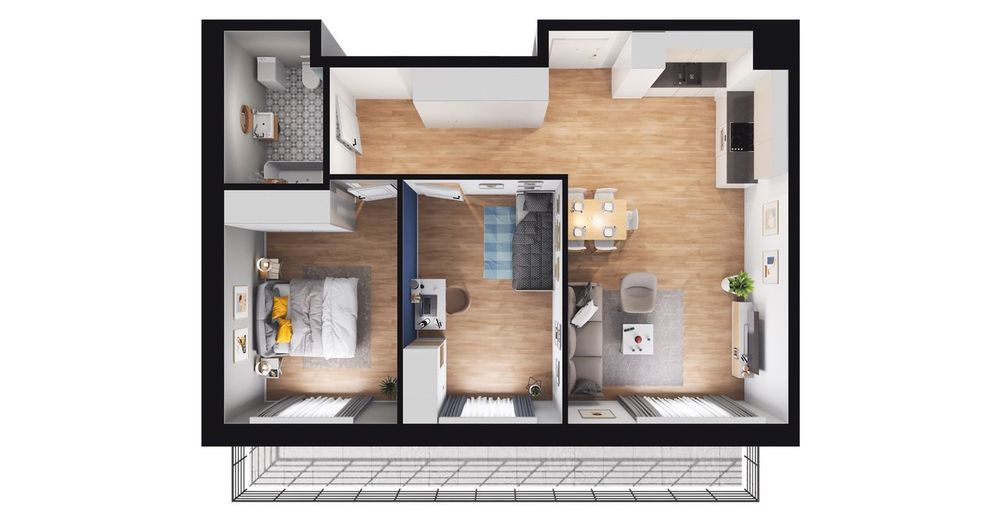 3-pokojowe mieszkanie 61m2 + balkon