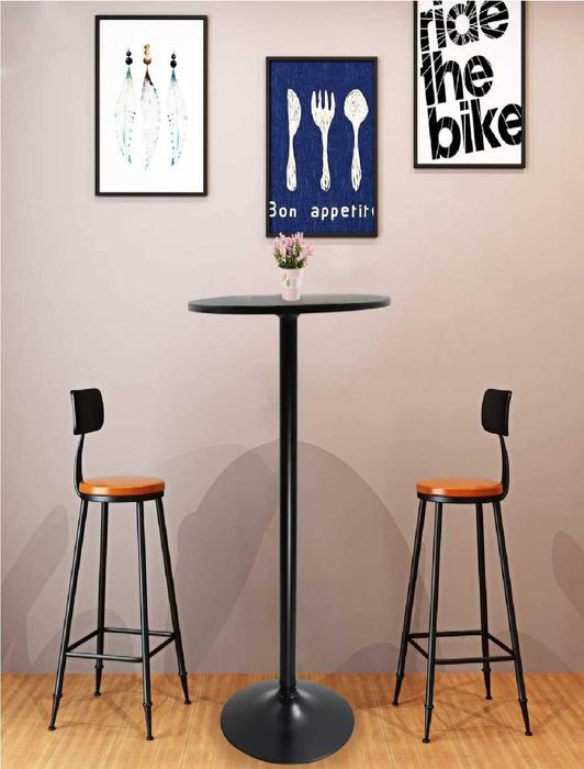 Nowy okrągły stół/bistro/wodoodporny/czarny/KKTONER/!4120!