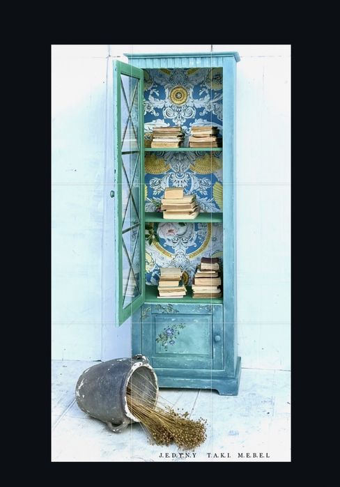 Witrynka/biblioteczka vintage turkus shabby chic