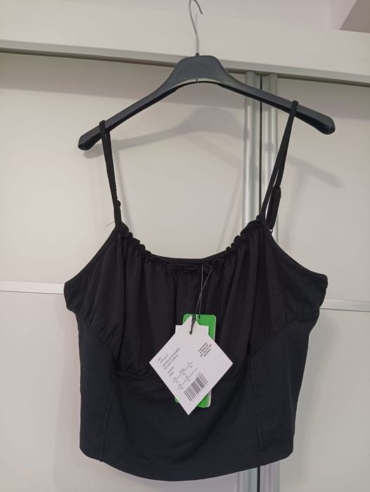 Czarny crop top na ramiączkach letni XL nowy even&odd