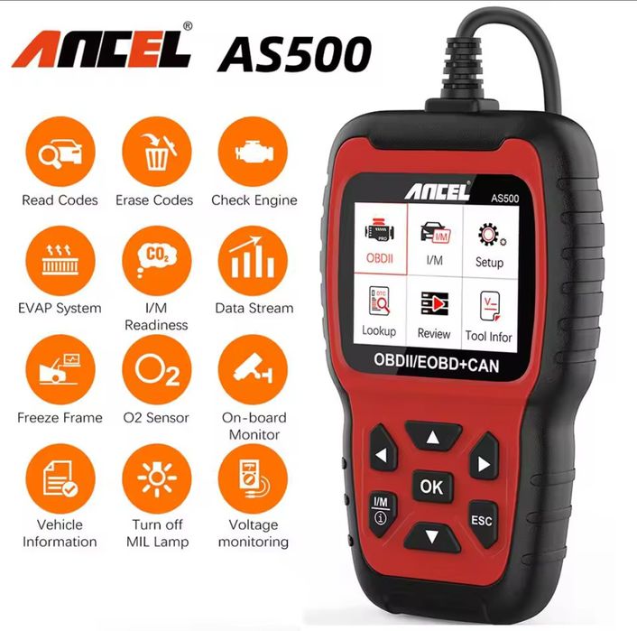 Máquina de Diagnóstico Automóvel Ancel AS500 – OBD2 EOBD CAN novo