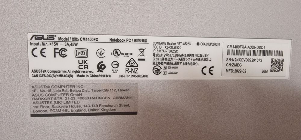 Chromebook ASUS Prata CM1400FXAA3DHDSC1