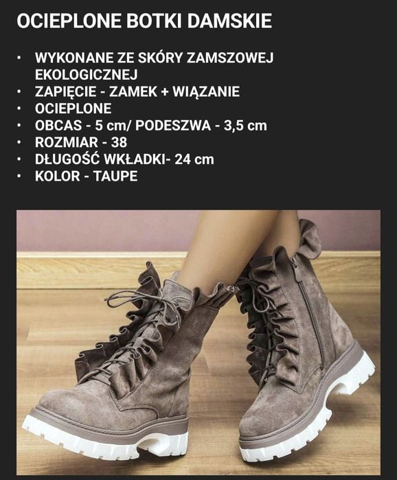 Botki  ocieplane  damskie  38