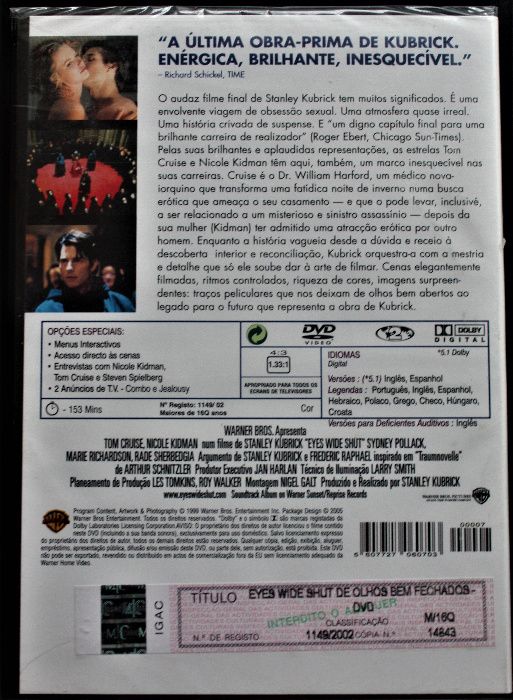 4 DVD de Stanley Kubrick, como novos ou novos