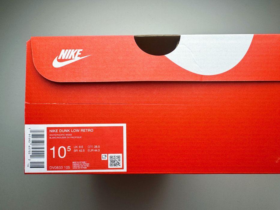 Nike Dunk Low Retro White Pacific Moss green 10.5 44.5 28,5cm high