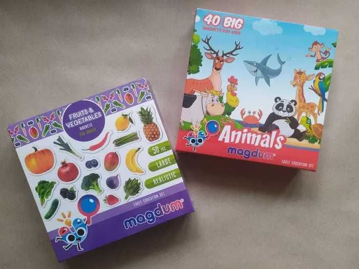 Набір магнітів Тварини 40шт, Фрукти та овочі 50шт (Magdum)